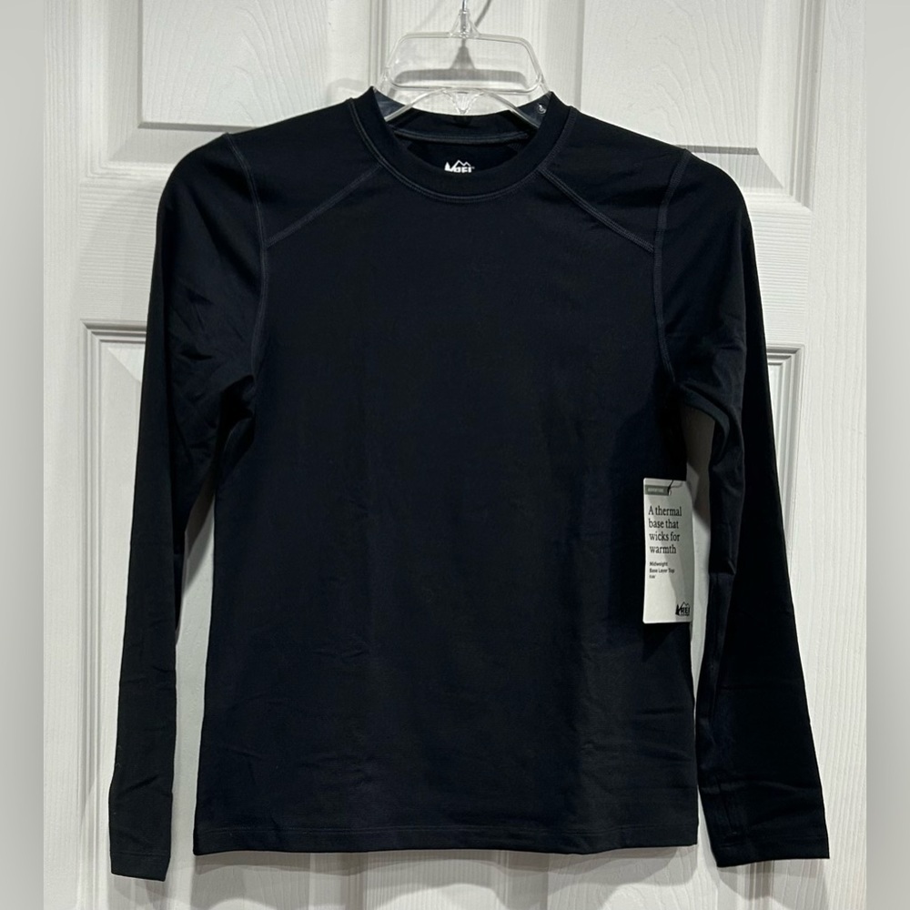 REI Co-op Kids Medium Midweight Long Underwear Crew Black Top NWT Boys Girls
